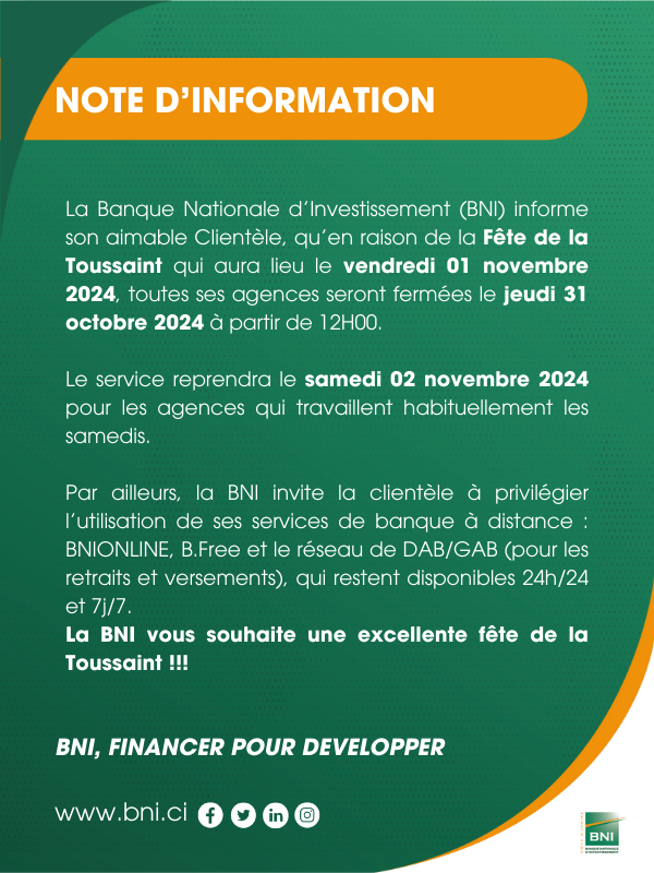 NOTE D'INFORMATION FETE DE LA TOUSSAINT 2024