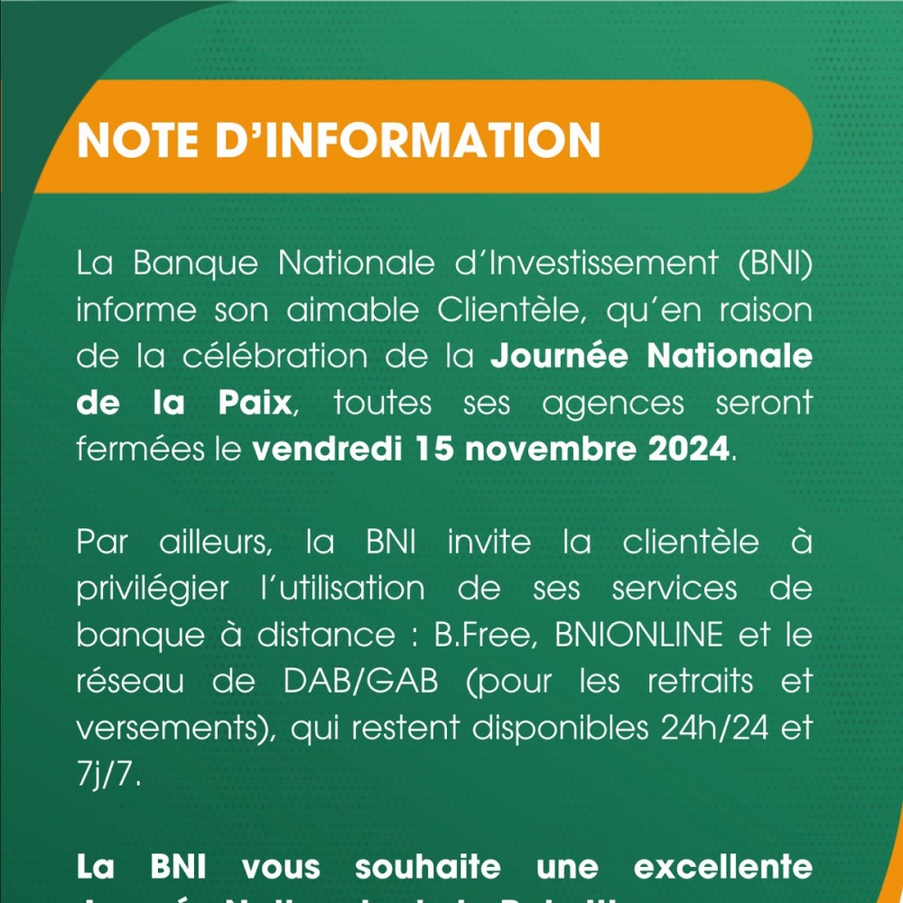 NOTE D'INFORMATION FETE DE LA PAIX 2024