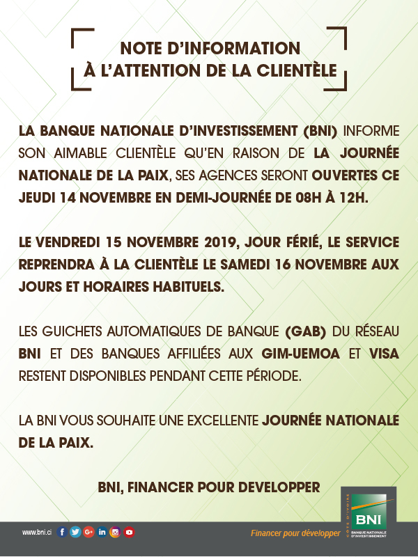 Jour Fri - Fte nationale de la Paix